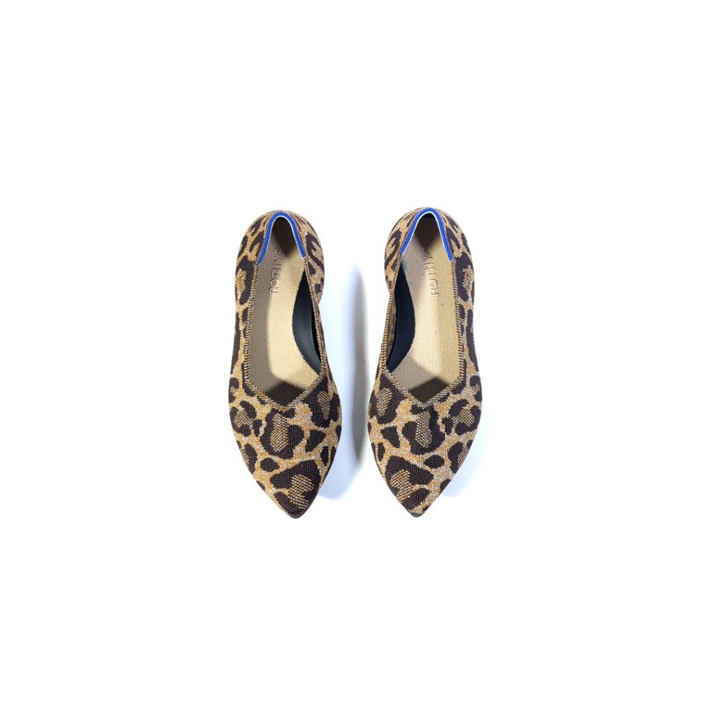 Rothys Point II Womens Size 8.5 Metallic Cat Knit Flats